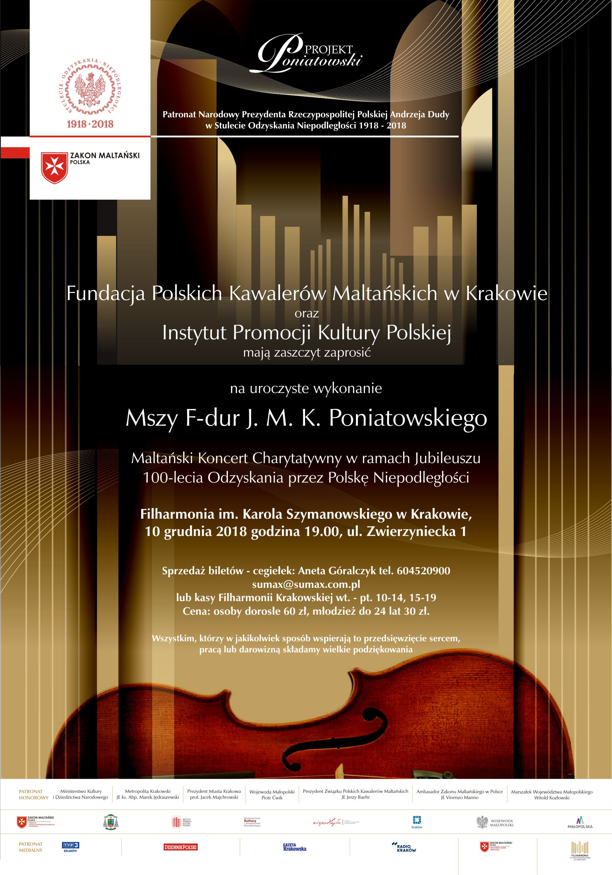 Maltański Koncert Charytatywny w ramach jubileuszu 100-lecia odzyskania przez Polskę niepodległości