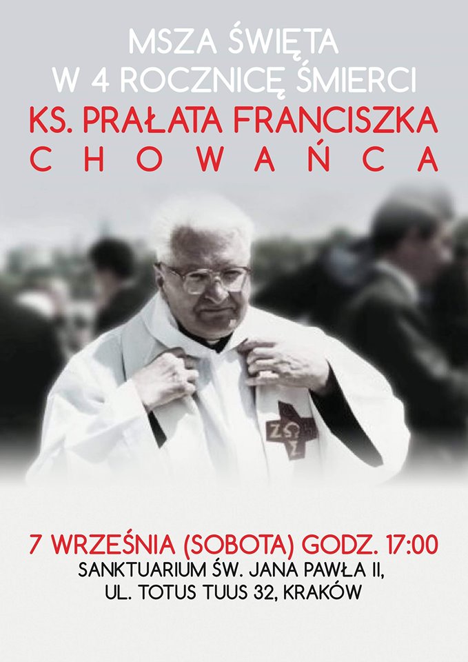 Msza św. w 5. rocznicę śmierci ks. Prałata Franciszka Chowańca oraz w intencji KWC