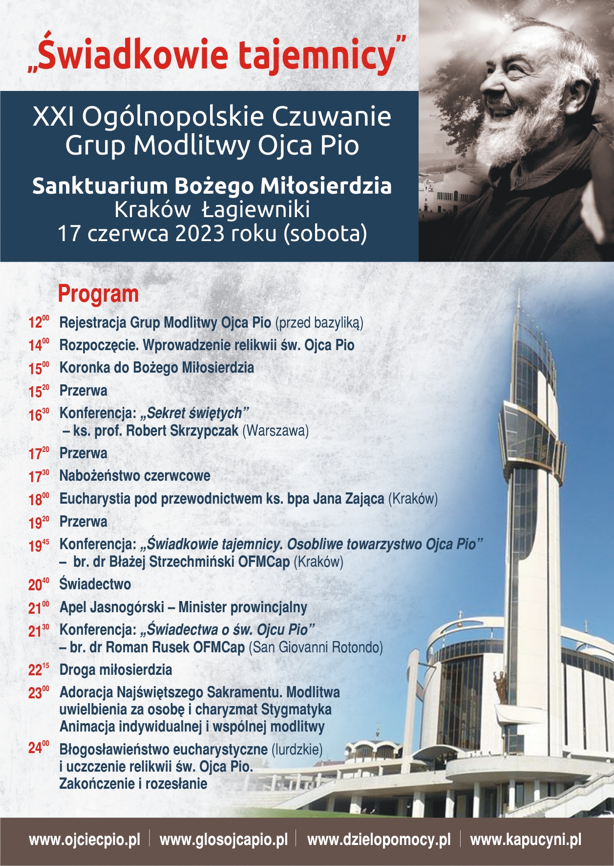 XXI Ogólnopolskie Czuwanie Grup Modlitwy Ojca Pio w Krakowie Łagiewnikach