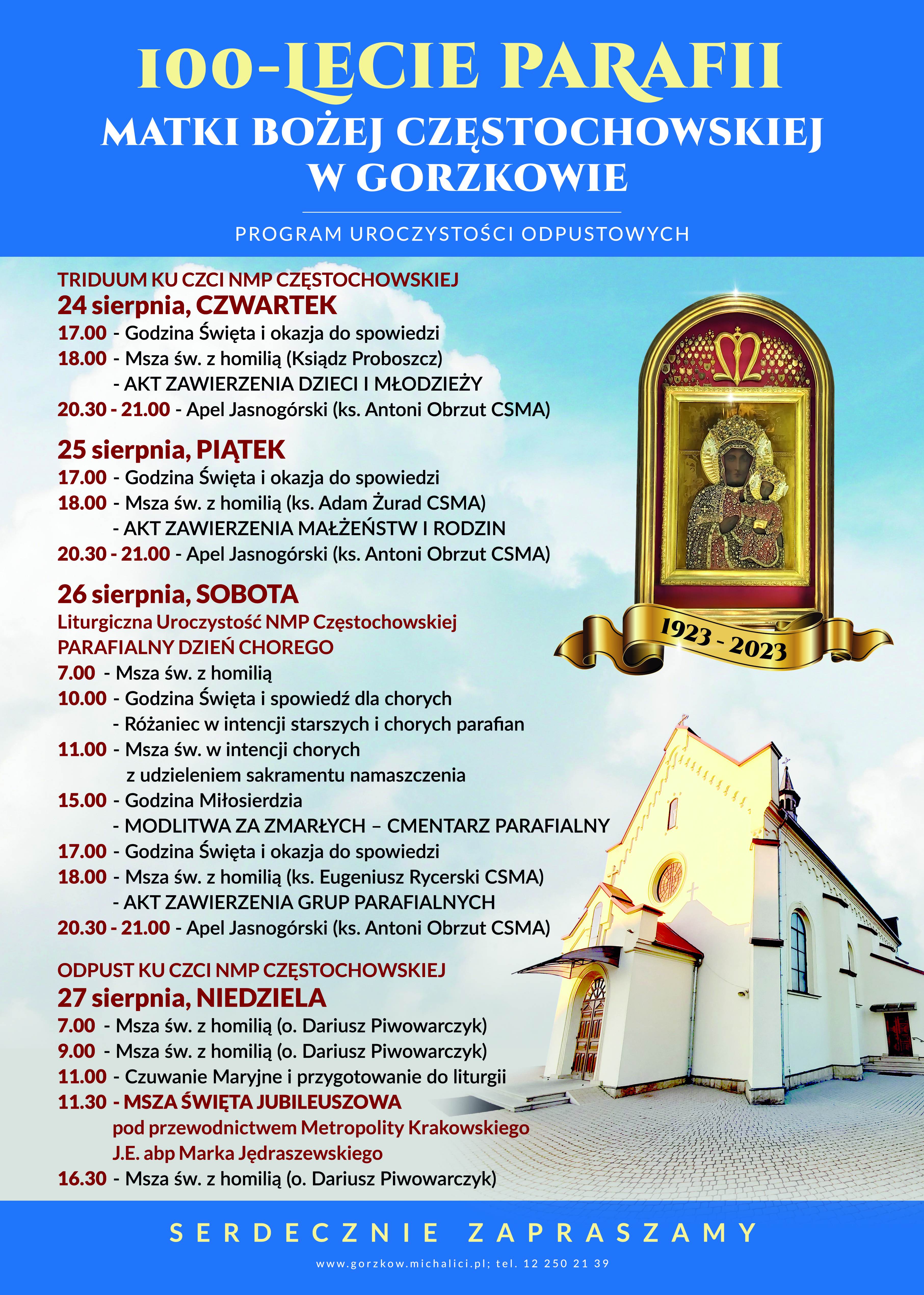 Jubileusz 100-lecia parafii Matki Bożej Częstochowskiej
