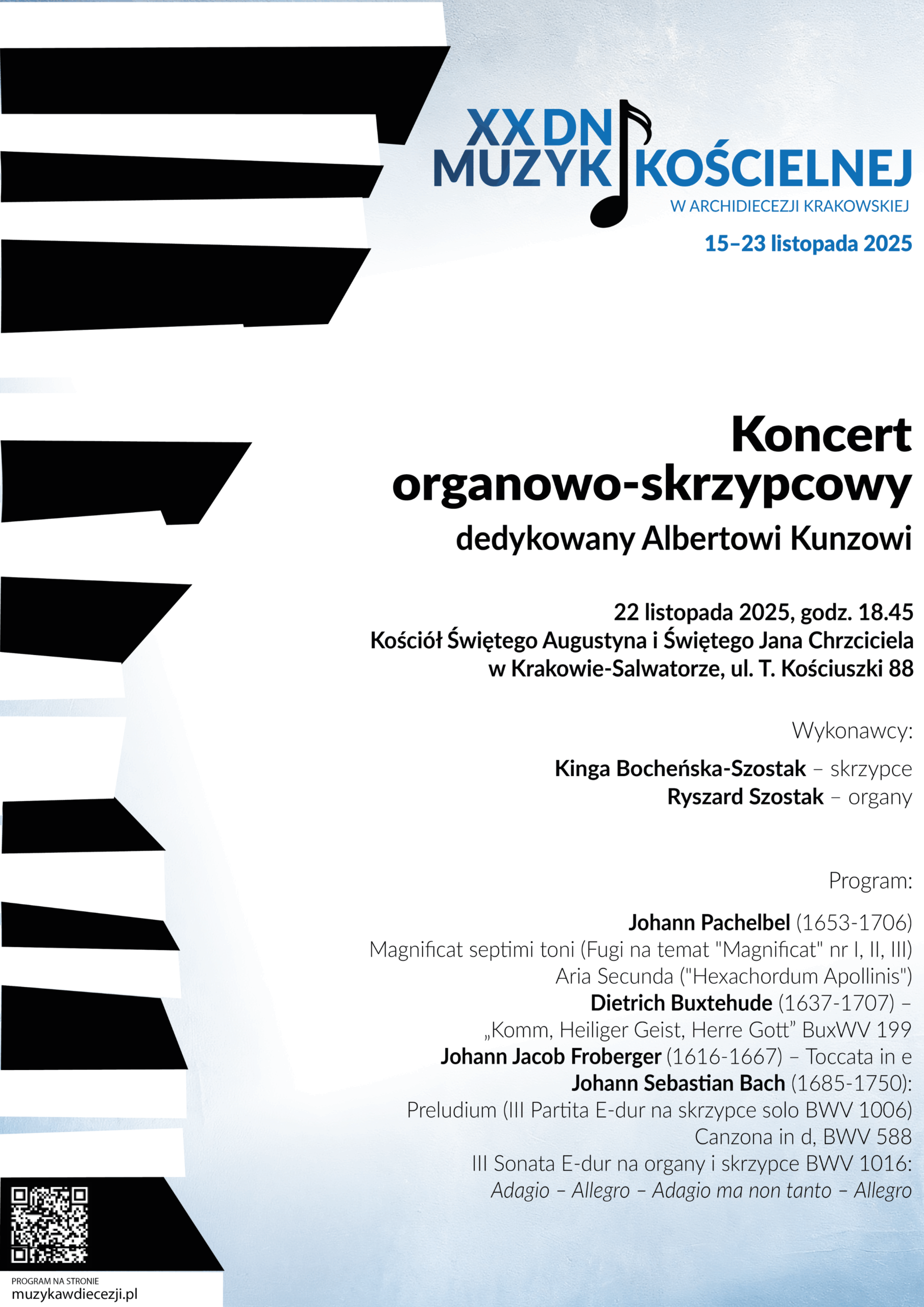 Koncert organowo-skrzypcowy dedykowany Albertowi Kunzowi w kościele Świętego Augustyna i Świętego Jana Chrzciciela w Krakowie-Salwatorze