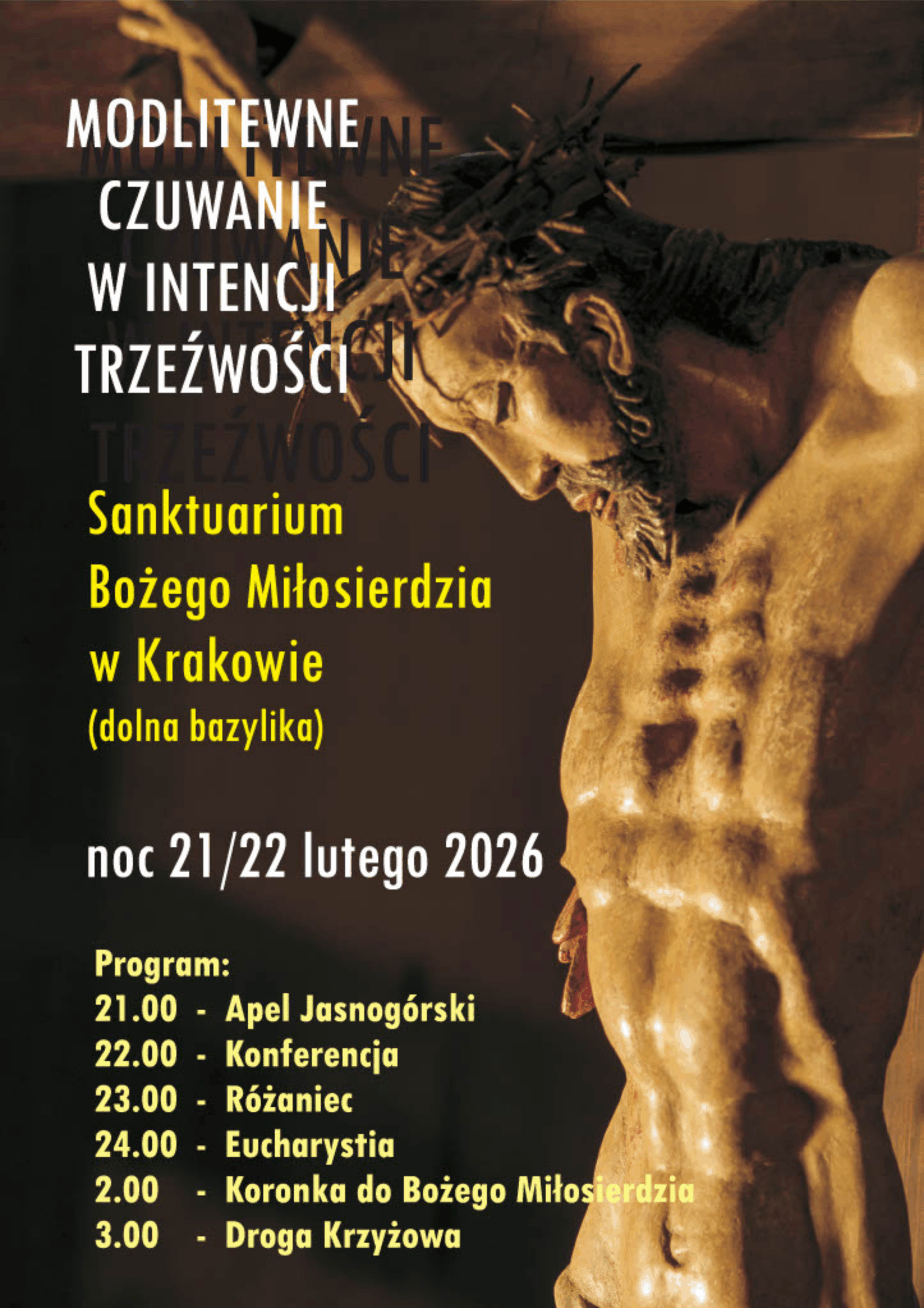 Modlitewne czuwanie w intencji trzeźwości w Sanktuarium Bożego Miłosierdzia w Krakowie-Łagiewnikach