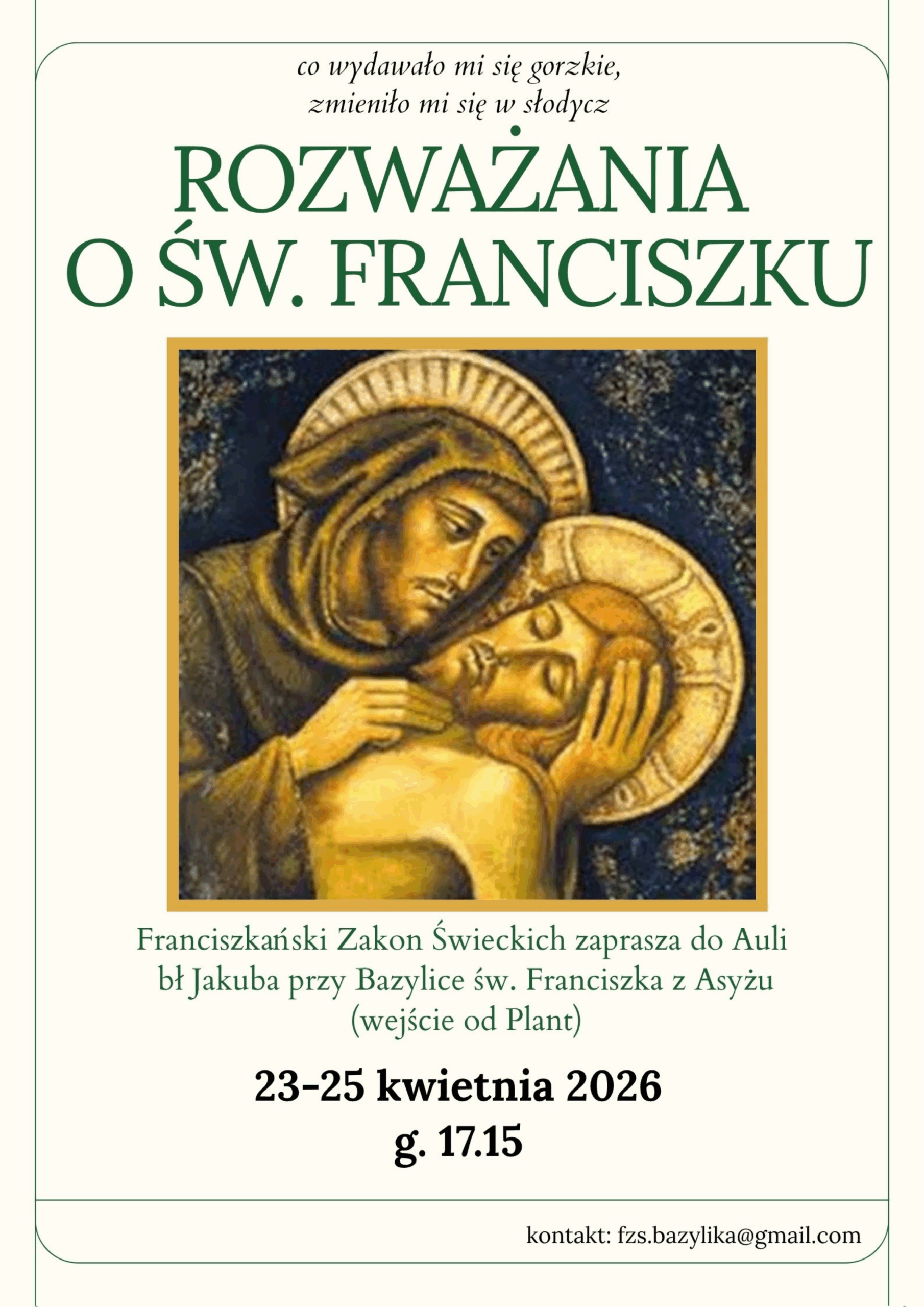 Rekolekcje w 800-setną rocznicę śmierci św. Franciszka – „Rozważania o św. Franciszku”