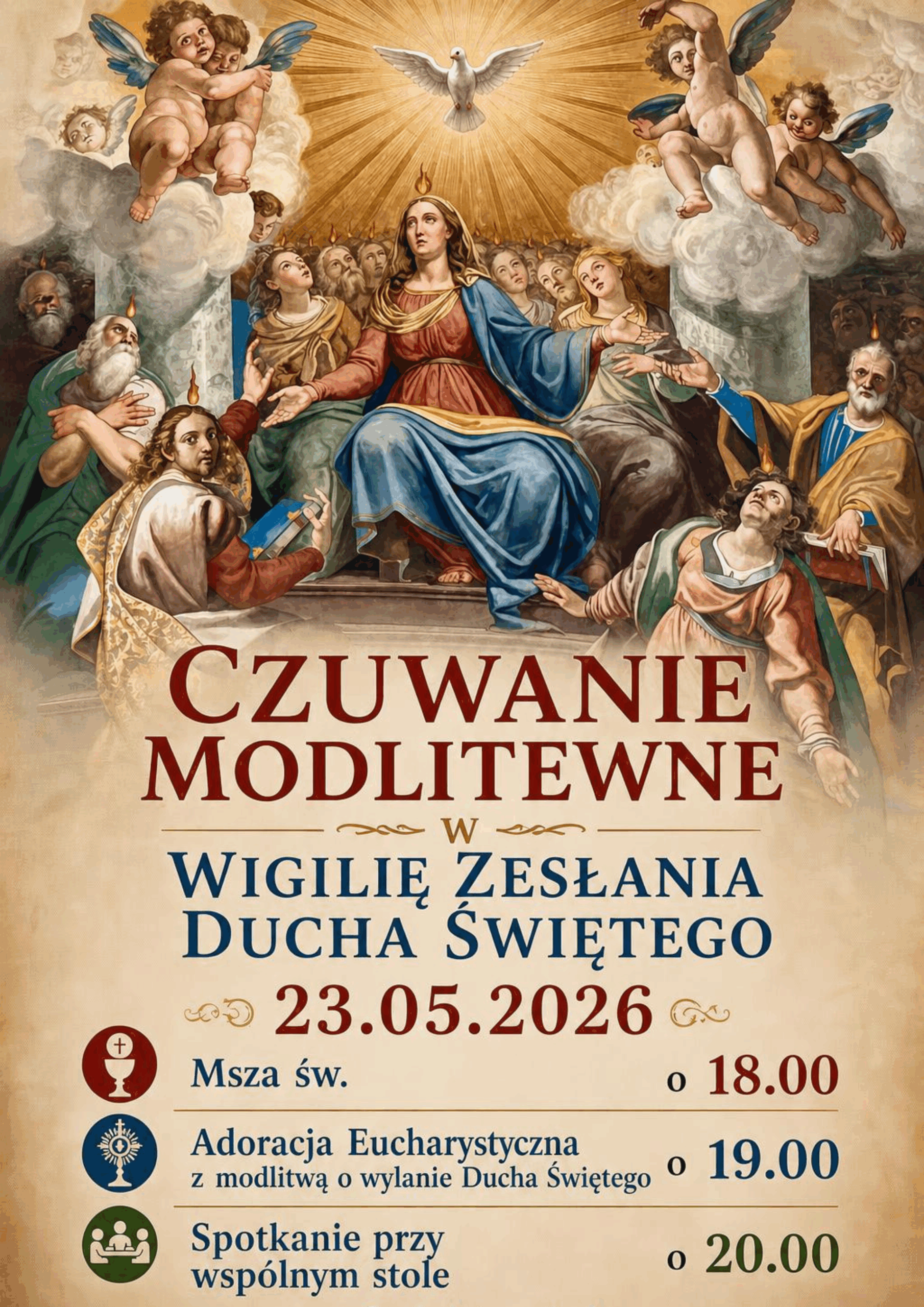 Czuwanie modlitewne w Wigilię Zesłania Ducha Świętego w parafii św. Jacka w Krakowie